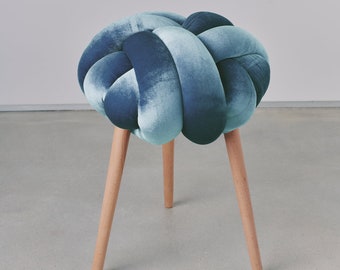 Sage Velvet Knot stool, velvet stool, modern velvet stools, designer stool, knot stool, olive green velvet stool