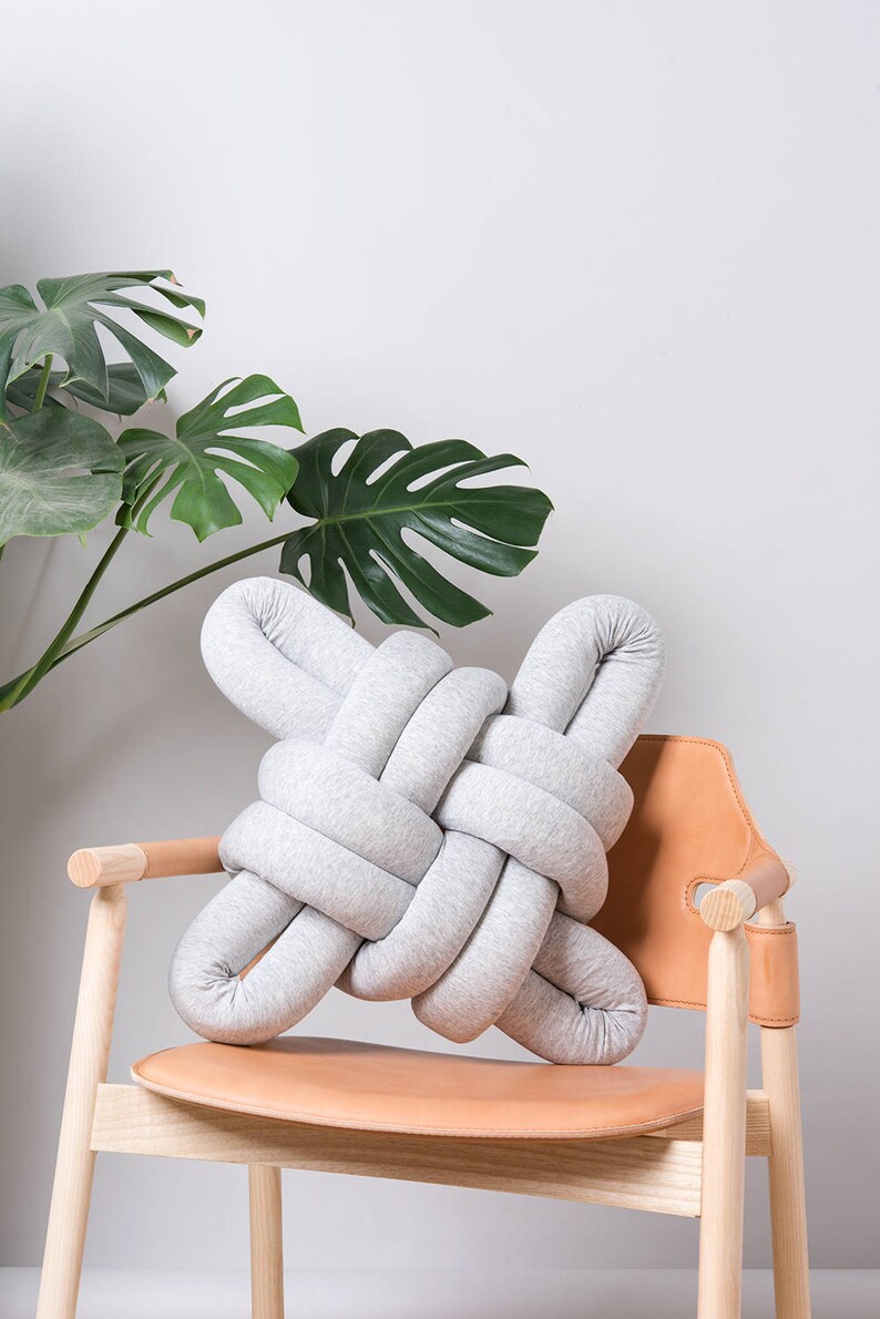 Light Grey Knot pillow Knot Pillows knot cushions Light Etsy