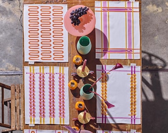 Knots-placemats: set van 6 in zonsondergangkleuren