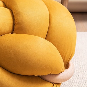 Large Vegan Suede Yellow Desert Knot Floor Cushion suede image 5