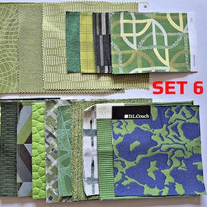 Upholstery Fabric Samples, Green Fabric Remnants, Fabric Scraps Bundle, Green Fabric