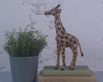 Vintage Paper Mache Giraffe Figurine, Safari Nursery Decor, Maximalist Decor