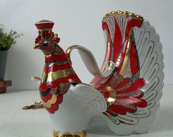 Vintage Lomonosov Porcelain Firebird Decanter, Russian Gifts, Soviet Vintage Home Decor, Porcelain Bar Decor, Maximalist Decor