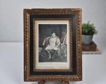 Antique Engraving Napoleon at Fontainebleau, Vintage Victorian Style Framed Lithograph Print by George Barrie 1881