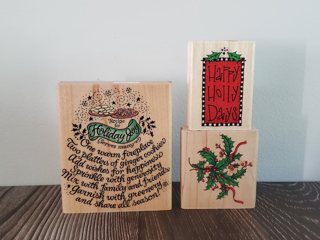 Christmas Rubber Stamps Set, Holiday Stamps, Vintage Stamps, NEW. Etsy