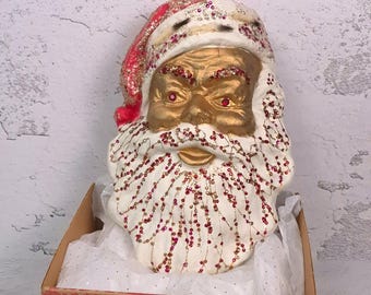 Vintage Styrofoam Santa Claus Head Decor, Vintage 1950s Christmas Decoration, Unique Christmas Gifts