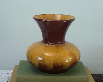 Blue Mountain Pottery Harvest Gold Drip Glaze Ceramic Vase, Vintage Mid Century Modern Decor