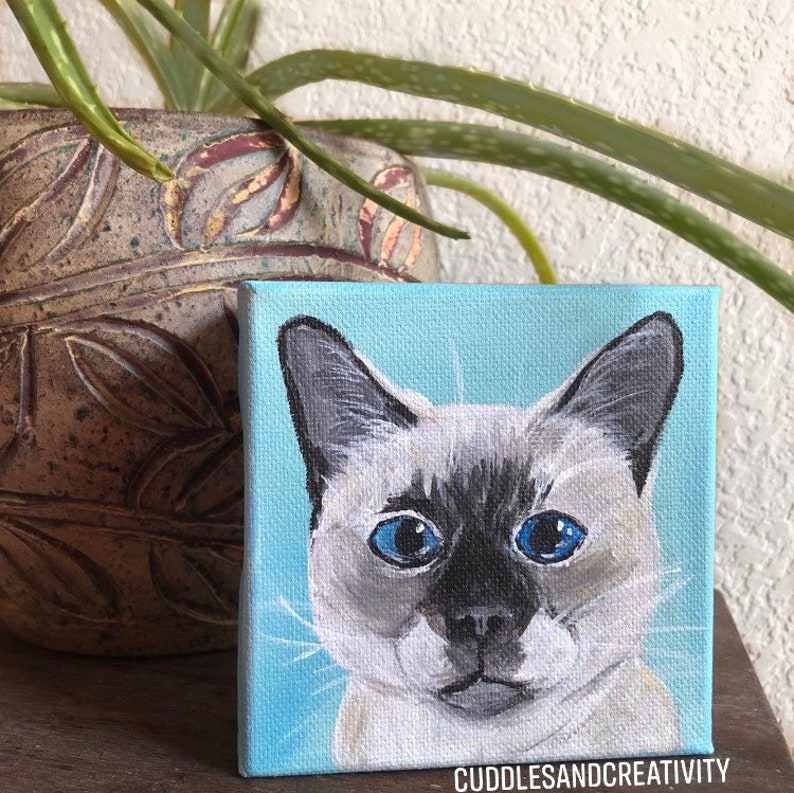 CUSTOM square canvas pet portrait acrylic 6x6 painting