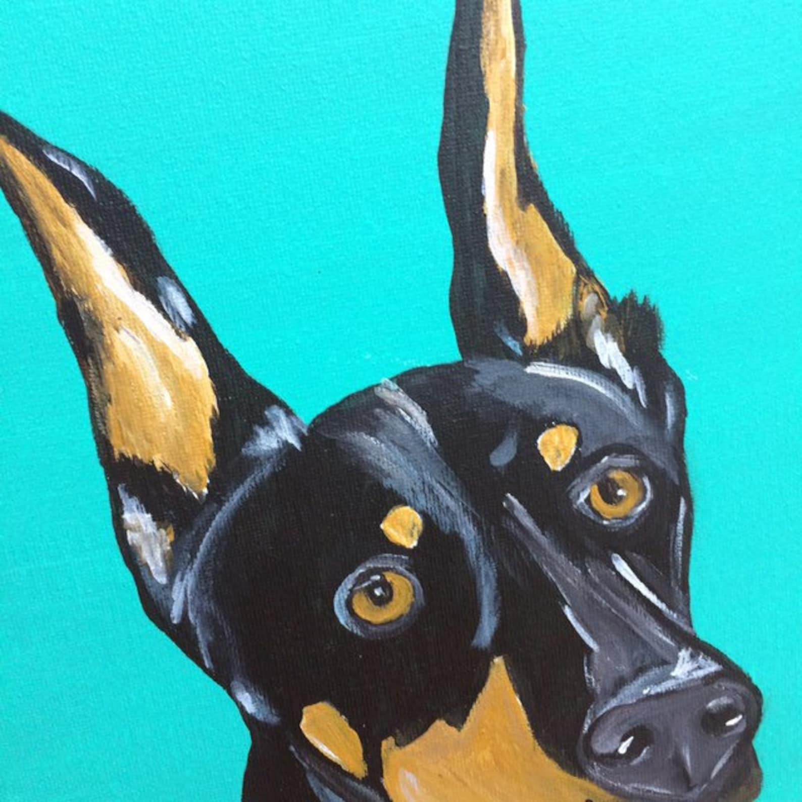 Doberman 8x10 painting hand painted dog art dog gifts for Etsy