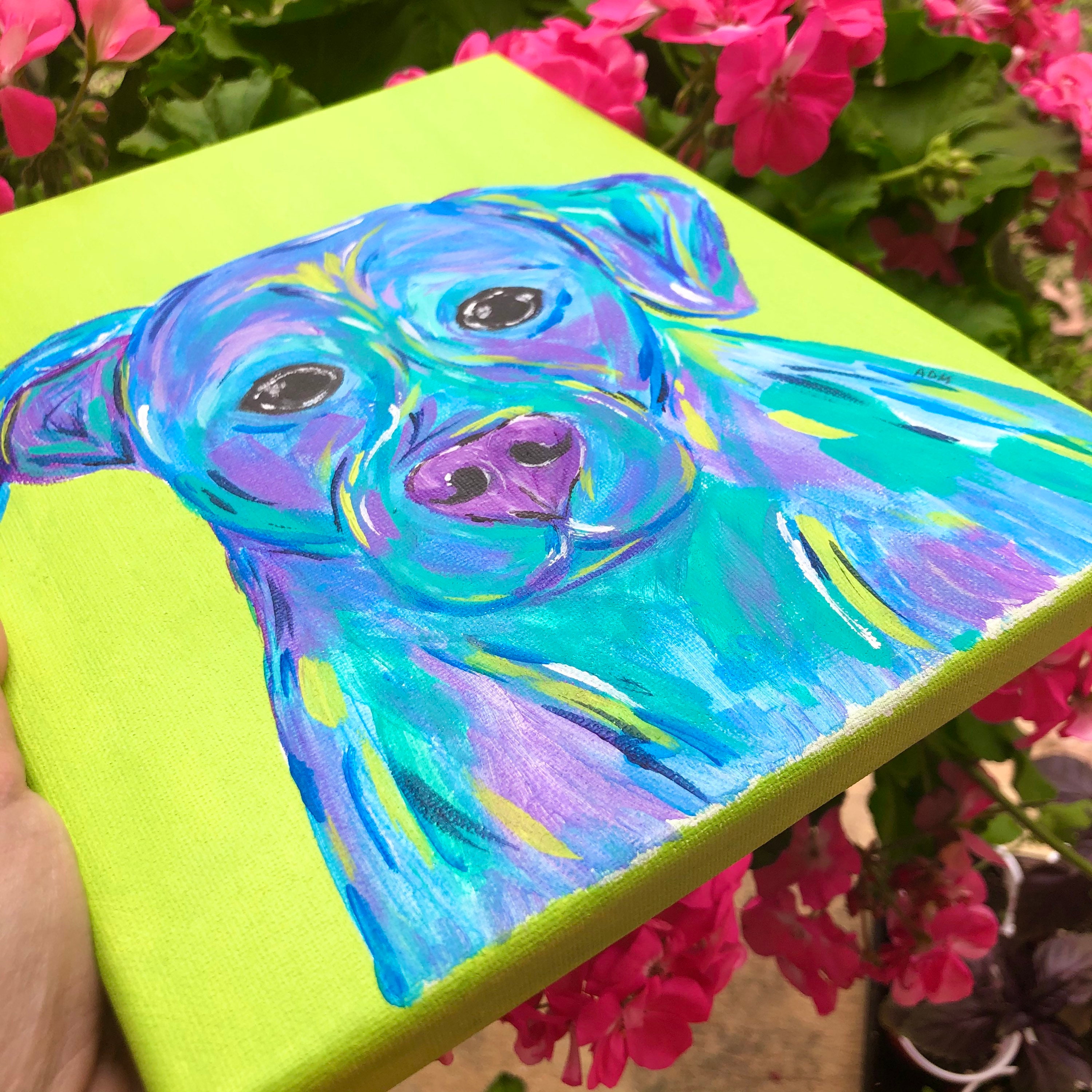 Pop Art Dog Painting Colorful Canvas Art Dog Art Pit Bull Etsy UK