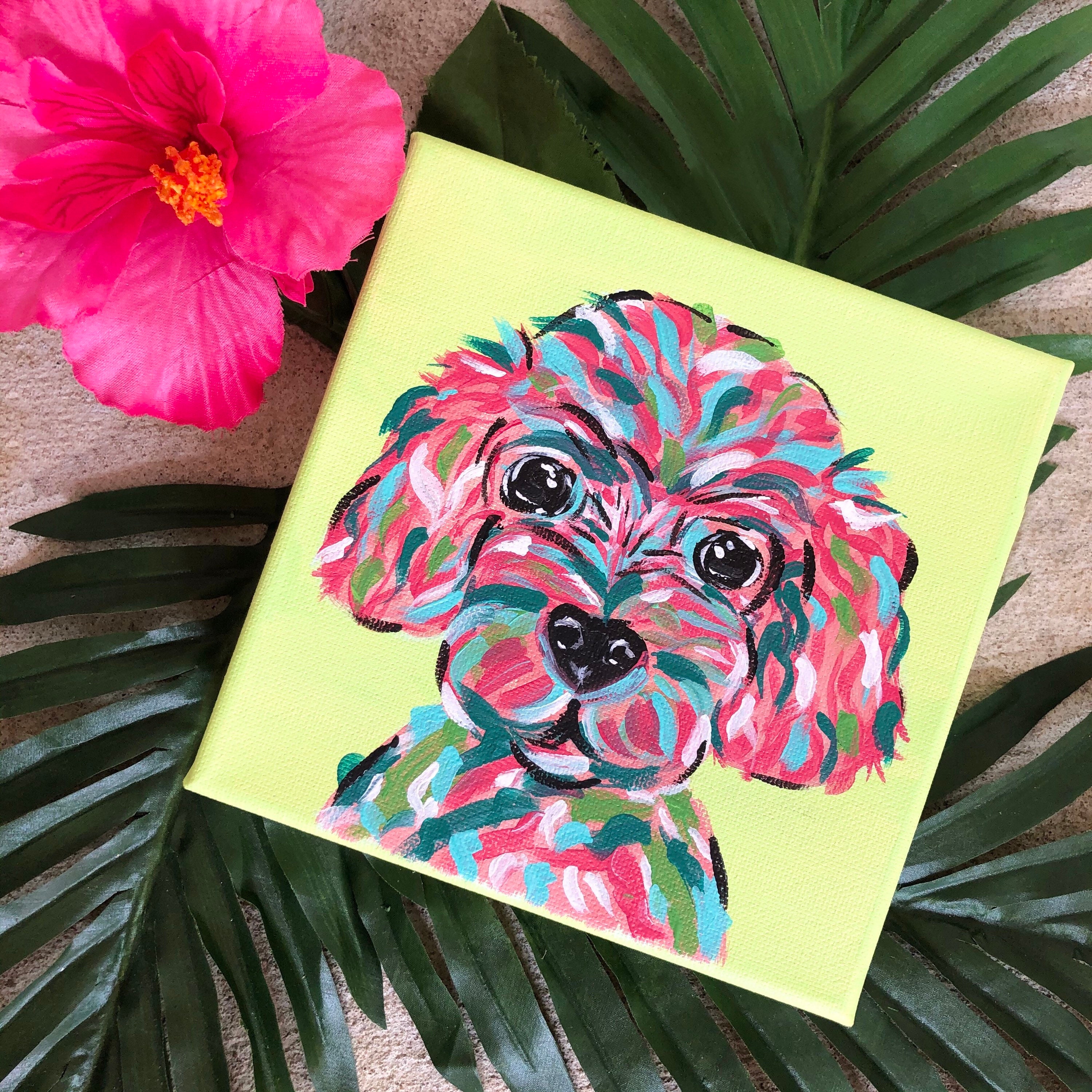 CUSTOM Pop Art Pet Portrait Colorful Dog Painting Bright Etsy