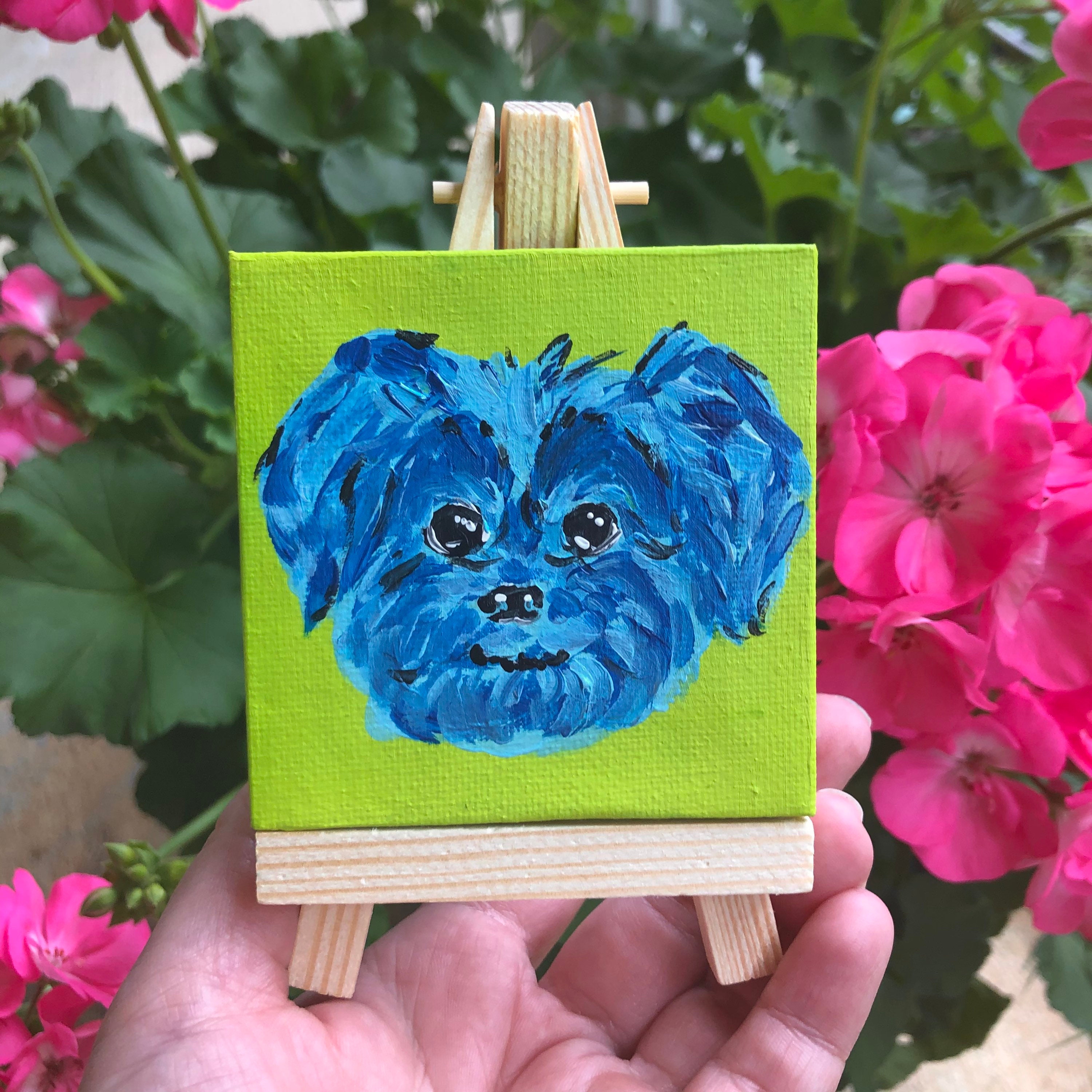 CUSTOM Pop Art Pet Portrait Colorful Dog Painting Bright Etsy
