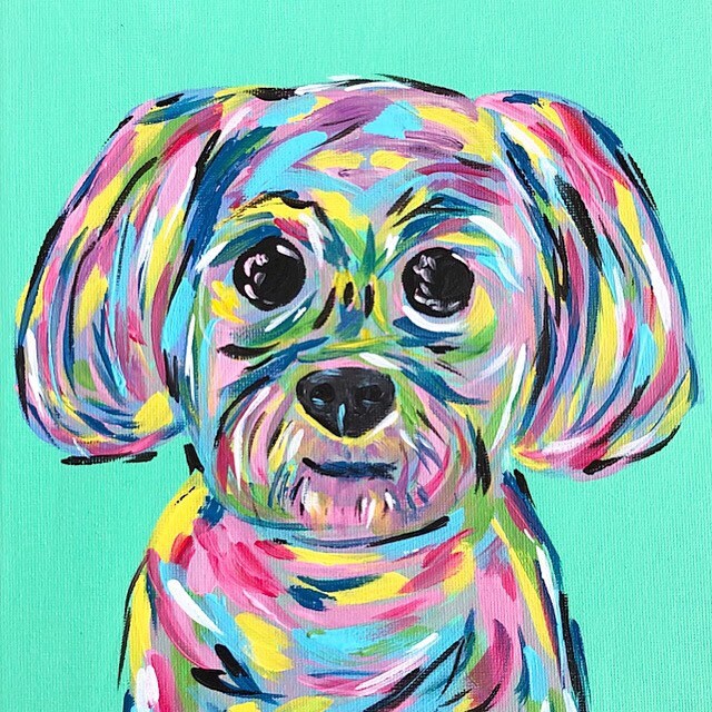 CUSTOM Pop Art Pet Portrait Colorful Dog Painting Bright Etsy