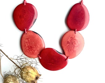 Red Skies - Tagua Bead Necklace - Bold Eco-friendly Jewellery - Eco Fashion - Sustainable Jewellery