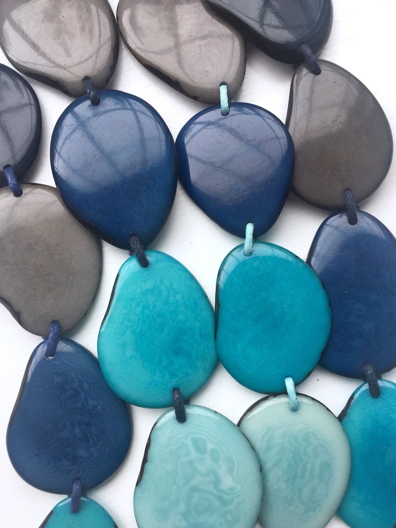 Bold Eco-friendly Jewellery Eco Fashion Sustainable Jewellery Light Blues Tagua Bead Necklace