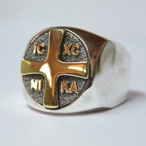 Orthodox Cross ΙϹΧϹ Jesus Christ NIKA Conquers Emblem Ring, Christogram ring, Orthodox Ring image 2