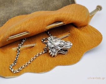 Wolf Head Silver Necklace, Werewolf Animal Necklace