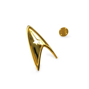 Star Trek Insignia, Sterling Silver 925 and 14K Gold Plated Star Trek Starfleet Command Division Badge / Pendant.