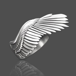 Wings ring, angel wings dainty ring, minimalist open bird wings ring image 2