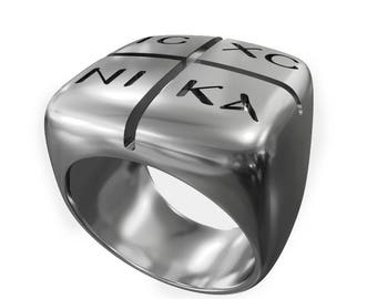 Orthodox Cross ΙϹΧϹ (Jesus Christ) NIKA (Conquers) Emblem Ring, Christogram ring, Orthodox Ring