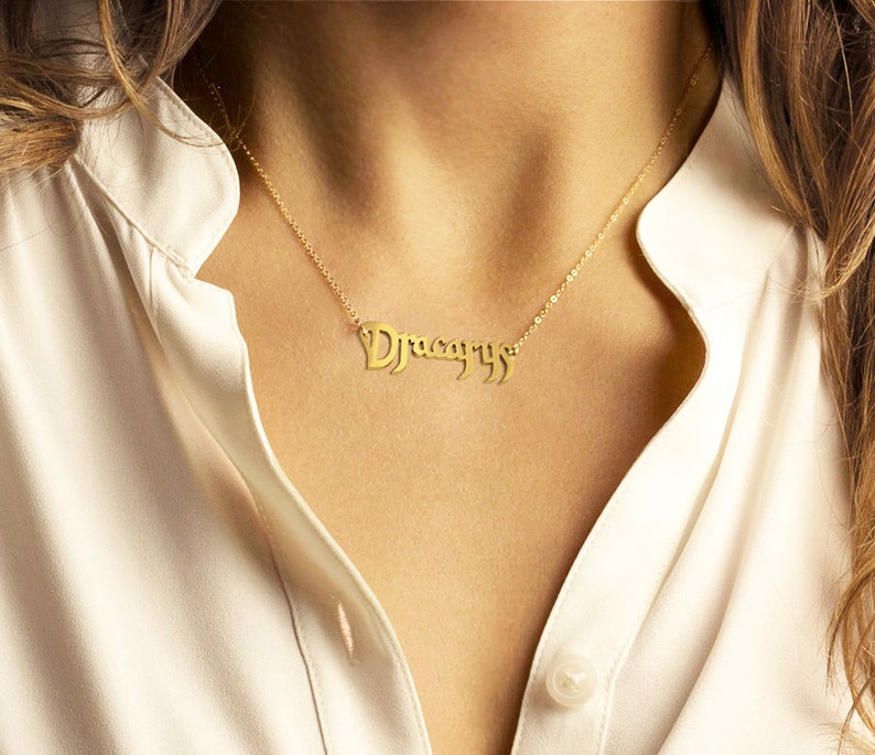 Dracarys, Mother of Dragons Chain Bar Necklace Game of Thrones Khaleesi Valyrian Necklace with Dracarys Word image 3
