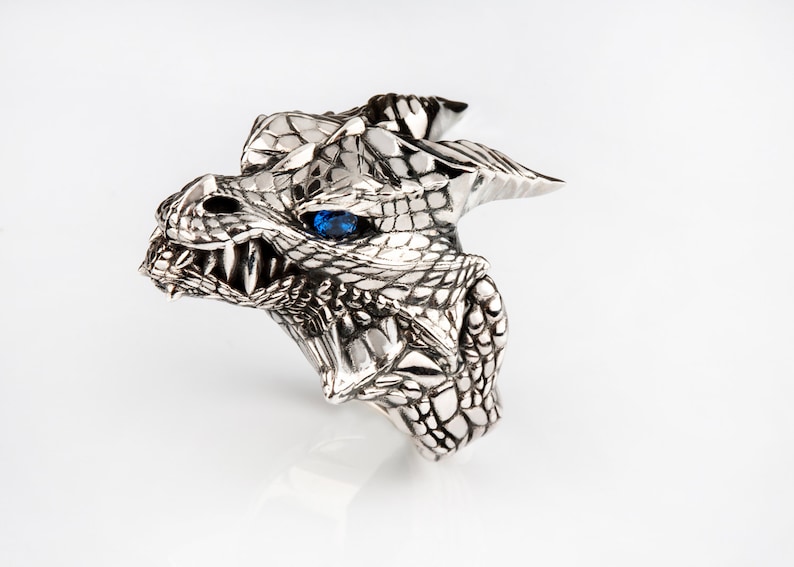 Bague Dragon Vintage Argent Pterosaure Gothique - Bague Doigt Punk Pour Femme Style Bohème