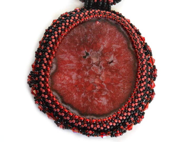 red agate necklace, beaded necklace, banded agate, statement jewelry, large necklace, druzy agate, black red, rose necklace, big stone, gift red agate necklace, beaded necklace, banded agate, statement jewelry, large necklace, druzy agate, black red, rose necklace, big stone, gift