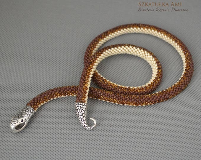 Snake necklace, beaded necklace, seed bead necklace, safari necklace, Birthday mom gift, Beaded snake, Christmas gift idea, auryn necklace