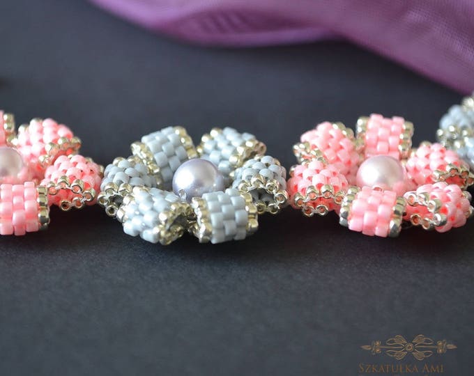 pink gray nursery, bride bracelet, corsage bracelet, bridesmaid bracelet, flower bracelet, beaded bracelet, wedding bracelet, pastel