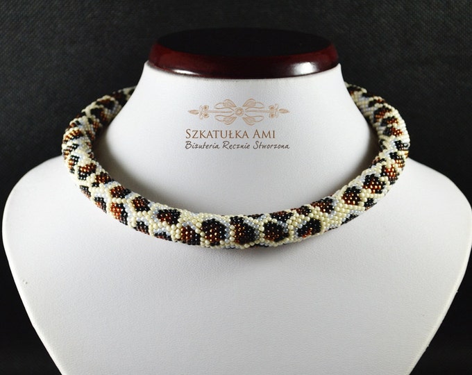 Leopard wilde necklace safari style Everyday Necklace leopard necklace snake skin jewelry snake skin necklace beads necklace Leopard jewelry