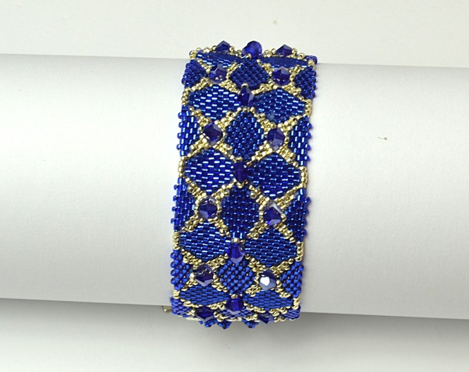 Blue braided bracelet with crystals swarovski, braided bracelet