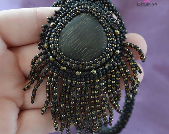 Statement necklace, black necklace, fringle necklace, stone necklace, beaded necklace, women gift, gemstone necklace, elegant necklace