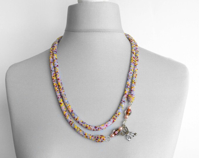 Melange Long necklace, boho necklace, statement necklace, bohemian necklace, beaded necklace, tassel necklace, layering necklace, tied women