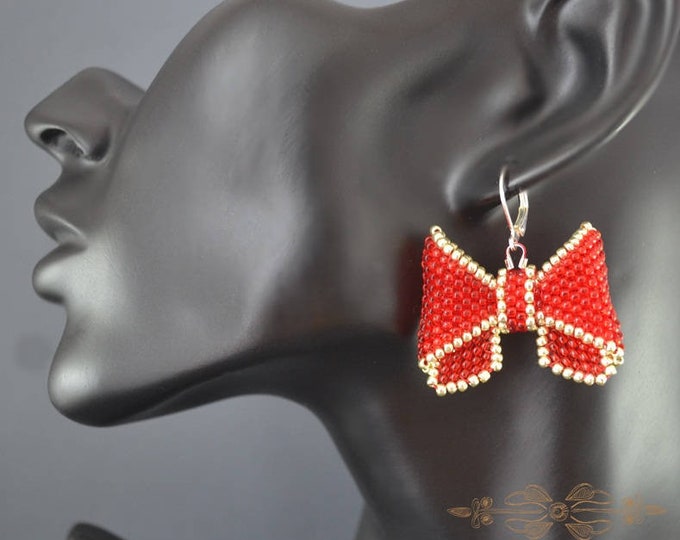 ribbon earrings, To order earrings, funky earrings, bow earrings, girlish earrings, little girl earring, tiny bow earring, festival earring