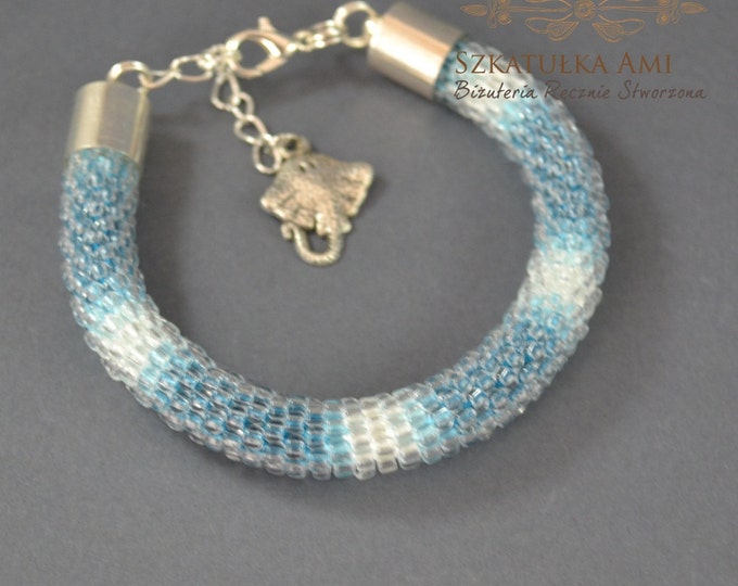 Seed beads bracelet blue bracelet shadow blue bracelet friendship gift springs ideas crochet bracelet handmade bracelet for her gift