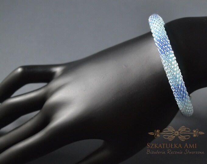 Blue shaded seed bead bracelets bangle bracelets glass seed bead crochet bracelet bead bracelet blue bracelet rope shaded Seed beads shadow