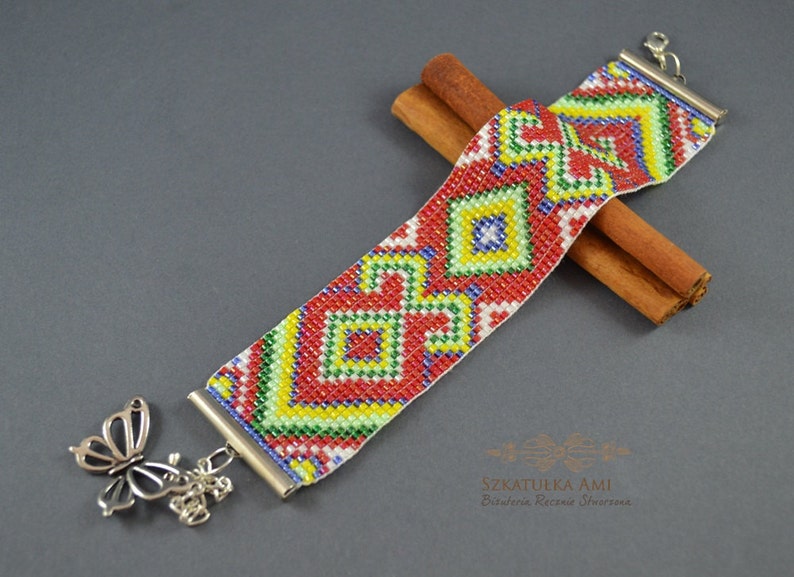 boho bracelet beaded bracelets loom bracelets statement bracelet woven bracelet ethnic jewelry Aztec wide bracelet cuff cuff bracelet