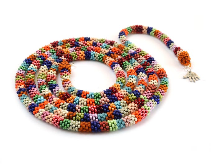 Colored necklace, Very long necklace, beaded necklace, Native necklace, Layering necklace, Boho necklace, Seed beads necklace, long necklace