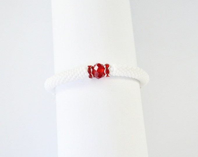 Red zirconia bracelet crystal white bracelet seed beads bracelet anniversary gift for her net bracelet thank you gift for friends girls