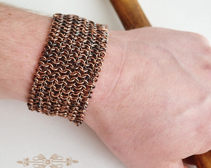 chainmaille bracelet, mens bracelet, copper bracelet, metal bracelet, mens jewelry, unisex bracelet, chainmail bracelet, chain bracelet,