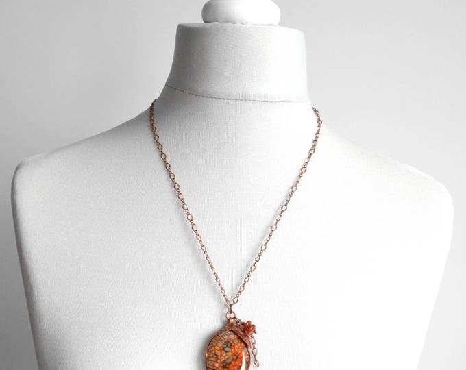 Dragon necklace copper necklace copper agate agate jewelry agate pendant necklace agate stone agate Metalwork necklace Hand Stamped Jewelry