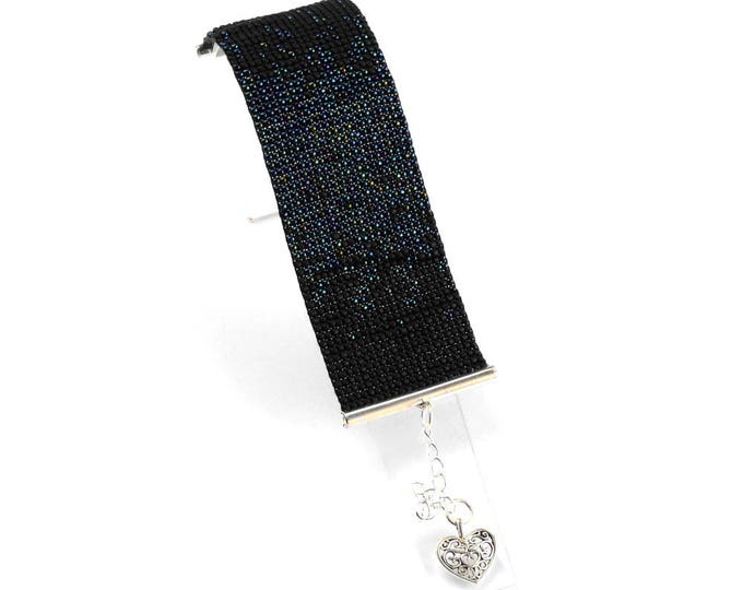 Blue Shaded bracelet, Seed beads, Loom bracelet, Butted bracelet, Tiny beads, Glass beads, Gift for her, Woven cuff, bangle bracelet