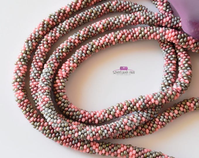 Pastel long beaded necklace, boho necklace, double wrap necklace, layering necklace, tassel necklace, statement necklace, multistrand seed