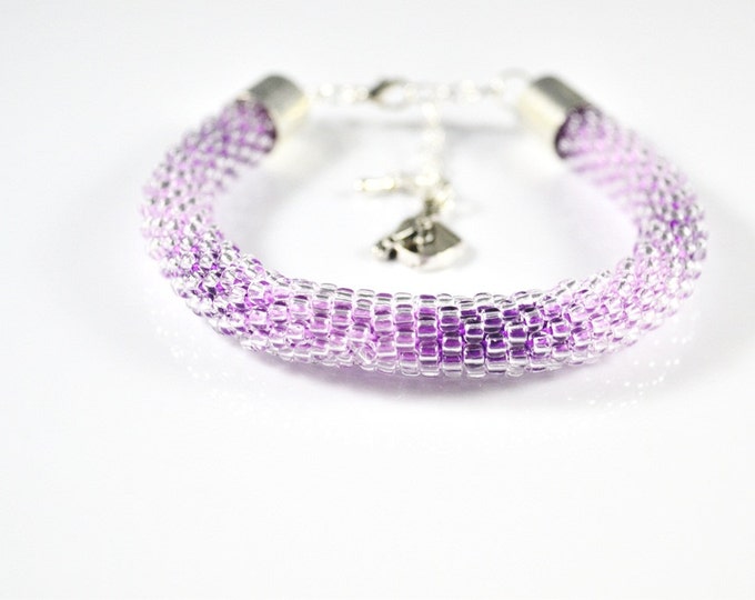 Seed beads bracelet purple bracelet shadow purple bracelet friendship gift springs ideas crochet bracelet handmade bracelet for her shadow