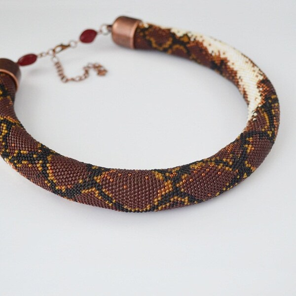 Jewelry, Necklaces, Beadwork, Necklace, bead crochet rope - snake necklace phyton