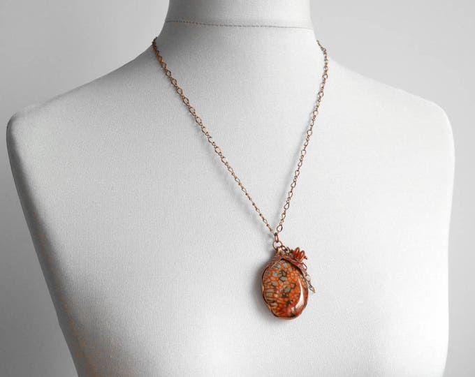 Dragon necklace copper necklace copper agate agate jewelry agate pendant necklace agate stone agate Metalwork necklace Hand Stamped Jewelry