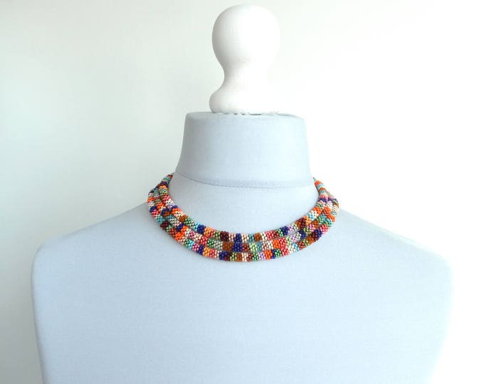 Colored necklace, Very long necklace, beaded necklace, Native necklace, Layering necklace, Boho necklace, Seed beads necklace, long necklace