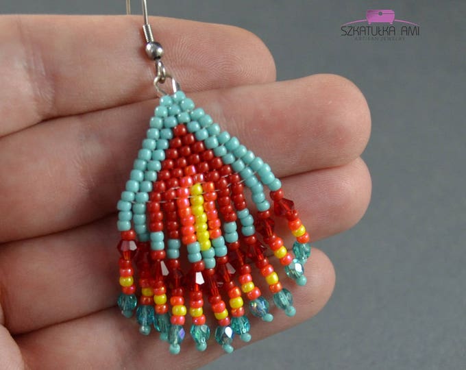 ethnic earrings, boho earrings, beaded earrings, native beaded, fringe earrings, tassel earrings, seed bead earrings, earrings native