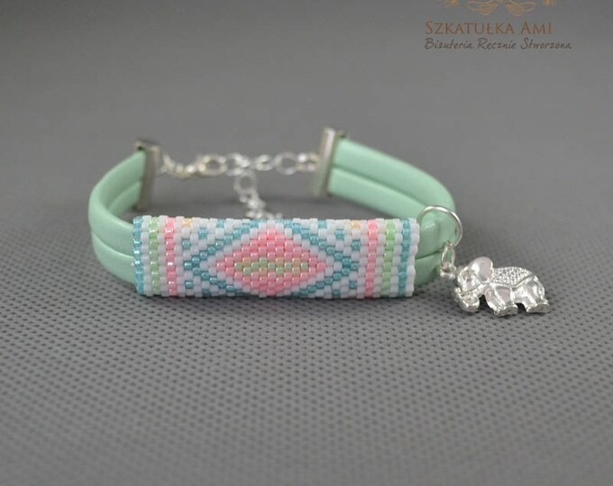 pastel bracelet, festival bracelet, leather bracelet, beaded bracelet, sedd bead bracelet, spring pastels, bangle bracelet, girls bracelet