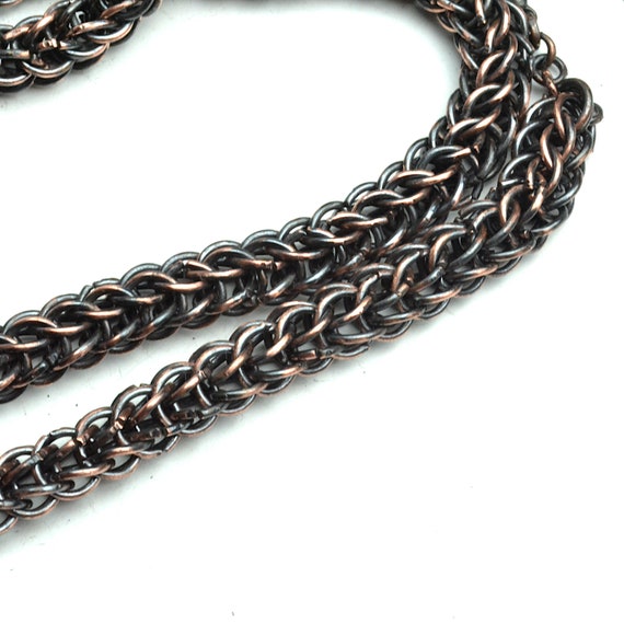Copper Necklace for Men Full Persian Chain Chainmaille, Style Man Bracelet, Gifts for Boyfriend, Fathers Day Gift